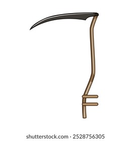 handle scythe cartoon. harvest farming, tool grass, mowing agriculture handle scythe sign. isolated symbol vector illustration