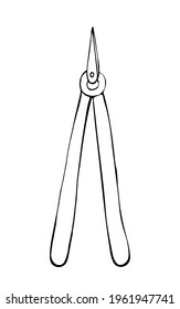 Handle Scheren doodle Illustration. Secateurs Vektorgrafik. Gartenwerkzeug einzeln auf weißem Hintergrund.
