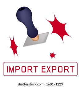 Handle Stamper Ready to Stamping "Import & Export" on White Background. 