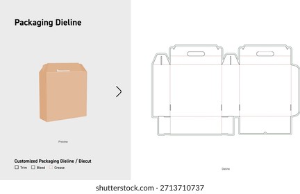 Handle-Stil Faltschachtel Verpackungskasten Dieline-Vorlage
