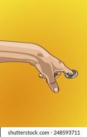 Handle Toilet Flush Press Vector illustration - Beautiful finger outline version. Created with adobe illustrator. finger, background, are Created separately.