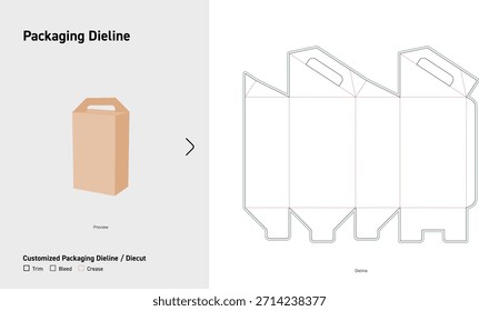 Manejar la caja de embalaje superior Dieline Plantilla