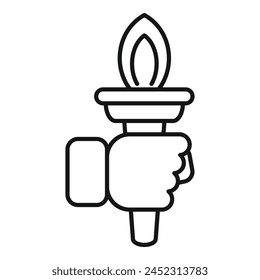 Handle torch leader icon outline vector. Burning flame. New direction of leadership