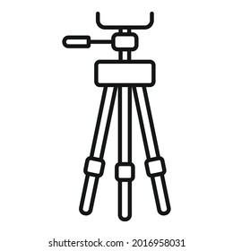 Handle tripod icon outline vector. Mobile phone stand. Photo camera tripod