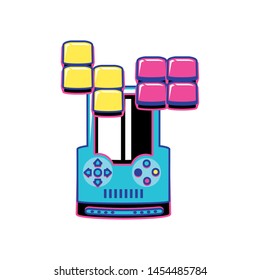 handle video game with puzzle blocks