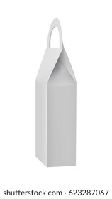 Handle white product package box isolated on white background vector illustration. Packaging design element for branding.