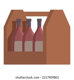 Handle wine bottle box icon cartoon vector. Cellar winery. Store drink