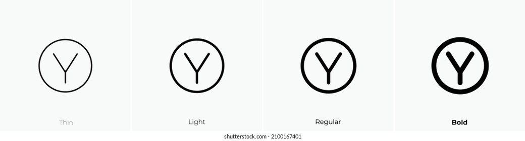 handle y icon. Thin, Light Regular And Bold style design isolated on white background
