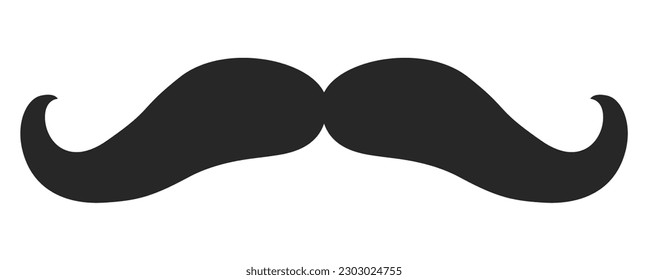 Handlebar Moustache Beard style men illustration Facial hair mustache. Vector black male Fashion template flat barber collection set. Stylish hairstyle isolated outline on white background.