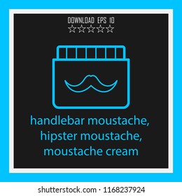 handlebar moustache, hipster moustache, moustache cream vector icon