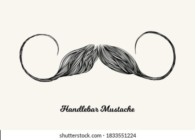 Handlebar mustache. Isolated men hairstyle for barber shop