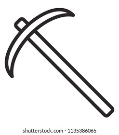 
A handled tool with sharp blade on edge for hitting and breaking stones and rocks called pickaxe 
