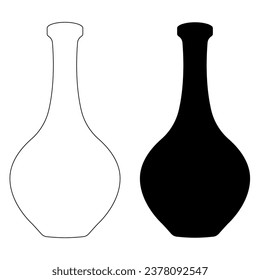 Handleless jugs in a simple shapes with a silhouette and outline in black color