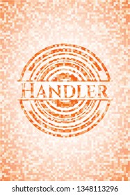 Handler abstract orange mosaic emblem with background