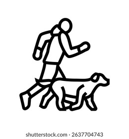 and handler running dog competition show line icon vector. and handler running dog competition show sign. isolated contour symbol black illustration
