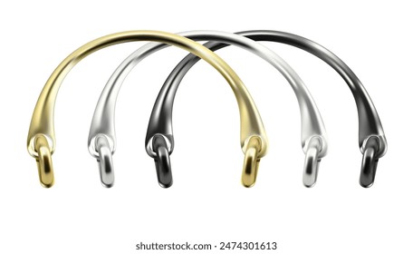 Handles for bag accessories from different materials on a white background. Vector illustration