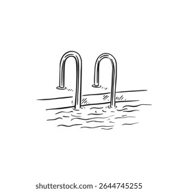 Handles to ladder to get down into a swimming pool