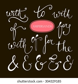 Hand-lettered ampersands and catchwords. Hand drawn type. Vector ink illustration. 