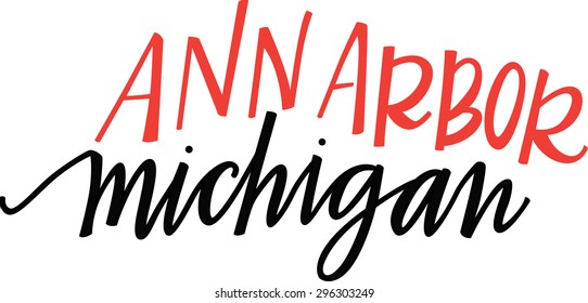 Hand-lettered Ann Arbor, Michigan