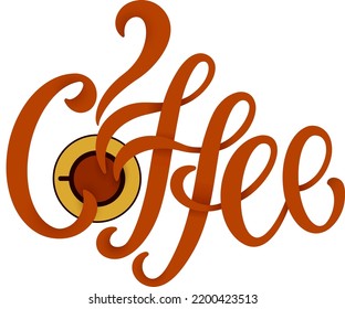 Handschrift: Kaffee. Doodle-Stil. Vektorgrafik. Für Poster, Poster, Design von Cafés, Restaurants, Menüs, Banner