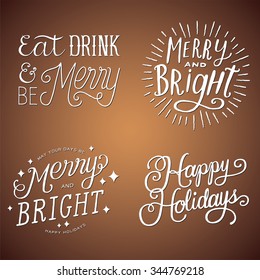Hand-Lettered Holiday Messages - Set of four hand-lettered holiday and Christmas typography designs

