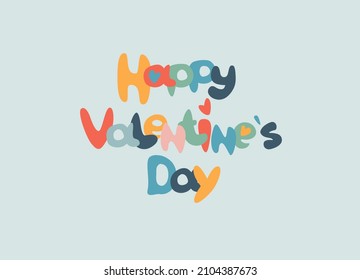 Hand-lettered phrase Happy Valentines Day. Retro 60s, 70s design. Vector element for greeting card, social media post. Love, Romance, Valentines Day concept