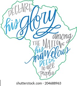 Hand-lettered Scripture inside a sketch of Africa