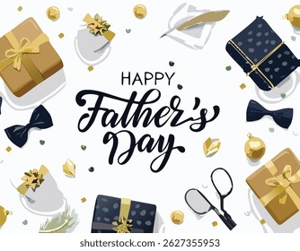 Hand-lettered “Happy Father’s Day” with stylish decorations and calligraphy. Perfect for greeting cards, posters, social media, and celebration designs honoring dads.