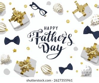 Hand-lettered “Happy Father’s Day” with stylish decorations and calligraphy. Perfect for greeting cards, posters, social media, and celebration designs honoring dads.