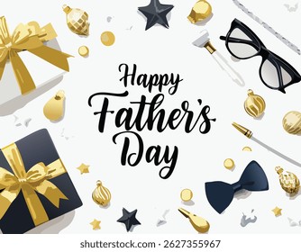 Hand-lettered “Happy Father’s Day” with stylish decorations and calligraphy. Perfect for greeting cards, posters, social media, and celebration designs honoring dads.