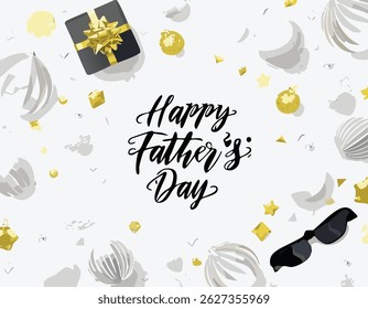 Hand-lettered “Happy Father’s Day” with stylish decorations and calligraphy. Perfect for greeting cards, posters, social media, and celebration designs honoring dads.