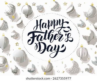 Hand-lettered “Happy Father’s Day” with stylish decorations and calligraphy. Perfect for greeting cards, posters, social media, and celebration designs honoring dads.