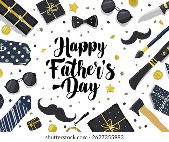 Hand-lettered “Happy Father’s Day” with stylish decorations and calligraphy. Perfect for greeting cards, posters, social media, and celebration designs honoring dads.