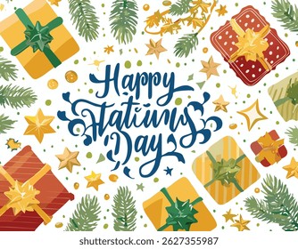 Hand-lettered “Happy Father’s Day” with stylish decorations and calligraphy. Perfect for greeting cards, posters, social media, and celebration designs honoring dads.