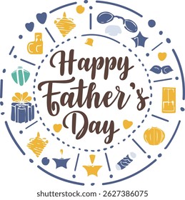 Hand-lettered “Happy Father’s Day” with stylish decorations and calligraphy. Perfect for greeting cards, posters, social media, and celebration designs honoring dads.