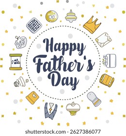 Hand-lettered “Happy Father’s Day” with stylish decorations and calligraphy. Perfect for greeting cards, posters, social media, and celebration designs honoring dads.