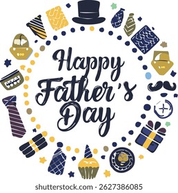 Hand-lettered “Happy Father’s Day” with stylish decorations and calligraphy. Perfect for greeting cards, posters, social media, and celebration designs honoring dads.