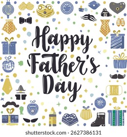 Hand-lettered “Happy Father’s Day” with stylish decorations and calligraphy. Perfect for greeting cards, posters, social media, and celebration designs honoring dads.