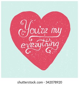 hand-lettered text with heart - vector illustration