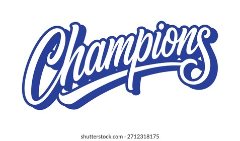 Hand-lettered vector lettering of "Champions." Vector lettering
