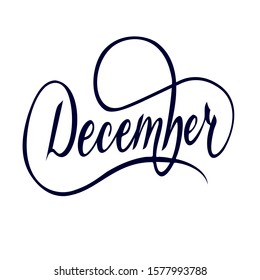 Handlettered vector logotype "December" with ligatures and script