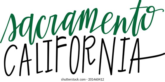 Hand-lettered vector of Sacramento California