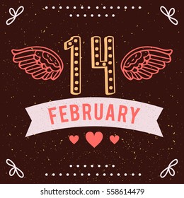 hand-lettered vintage st. valentines card - with handmade calligraphy, vector background