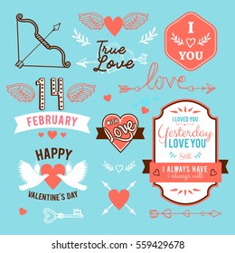 hand-lettered vintage st. valentines card elements set