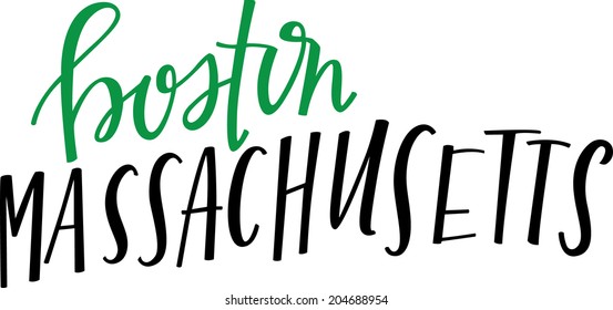 Hand-lettering of Boston, Massachusetts