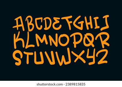 Handlettering Graffiti Alphabet. Modern graffiti font effect, youth style typography