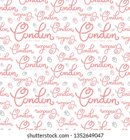 Handlettering London pattern. Seamless pattern with name of city. Ink illustration. Modern brush calligraphy. Hand drawn ornament for wrapping paper
