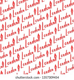 Handlettering London pattern. Seamless pattern with name of city. Ink illustration. Modern brush calligraphy. Hand drawn ornament for wrapping paper