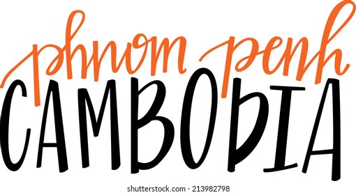 Hand-lettering of Phnom Penh, Cambodia