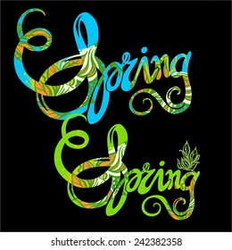 Hand-lettering spring inscription pattern-model for design of gift packs, patterns fabric, wallpaper, web sites, etc.